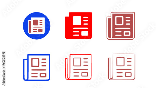Flat icons representing news, press, and digital media platforms.