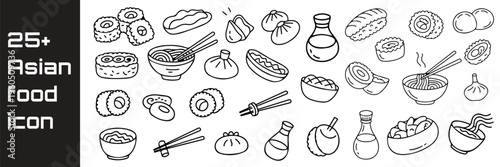 Asian Food Icons Collection: Hand-Drawn Style