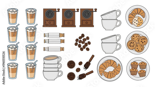 Coffee and Pastry Assortment A Collection of Delicious Treats and Brewing Essentials