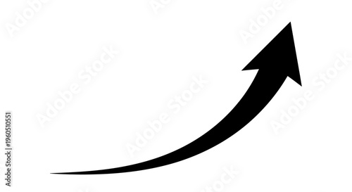 Black upward curving arrow indicating growth, success, progress, and positive trend