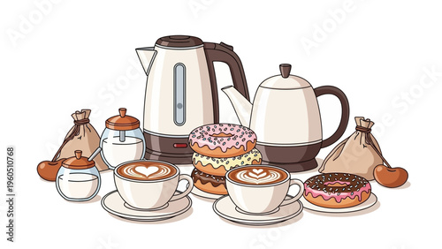 Sweet treats and hot beverages, a delightful combination for a perfect break