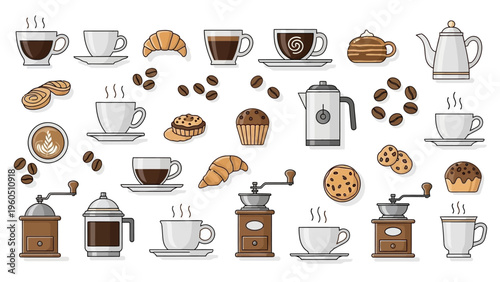 Coffee Break Essentials A Collection of Brewing Equipment, Pastries, and Coffee Beans