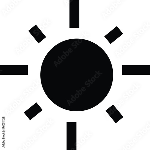 Brightness Control Icon with Sun Symbol and Radiating Rays for Screen Settings