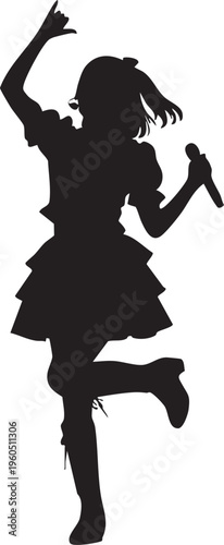 女性のアイドルのシルエットポーズ