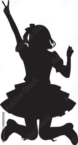 女性のアイドルのシルエットポーズ