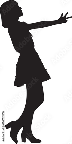 女性のアイドルのシルエットポーズ