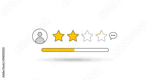 Customer feedback rating with stars and progress bar, concept of user experience and satisfaction.