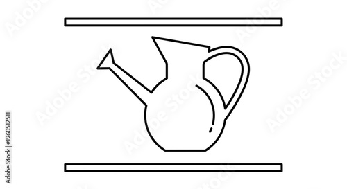 Minimalist outline drawing depicting a classic horticultural watering vessel for plant nourishment