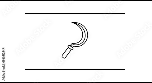 Minimalist outline illustration of an agricultural harvesting sickle for traditional farm work