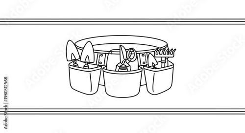 Essential gardening tools organized neatly in a practical belt for various horticulture tasks