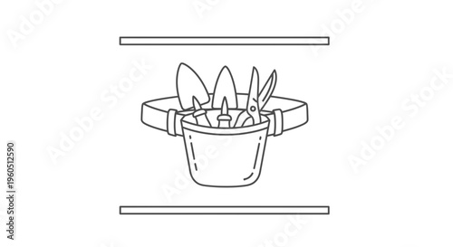 Essential gardening tools organized in a practical waist belt for efficient outdoor planting