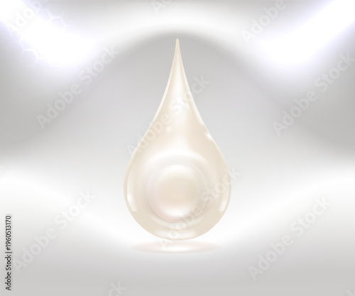 Hyaluronic acid and Niacinamide skin solutions ad, white collagen serum drops with cosmetic advertising background ready to use, illustration vector.