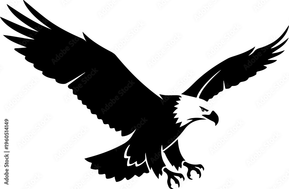 Fototapeta premium eagle in drawing stencil silhouette vector illustration