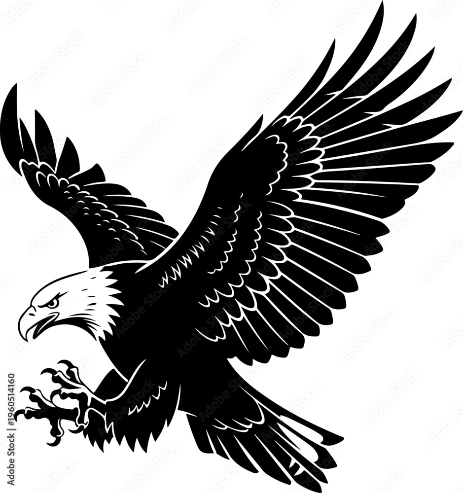 Fototapeta premium eagle in drawing stencil silhouette vector illustration