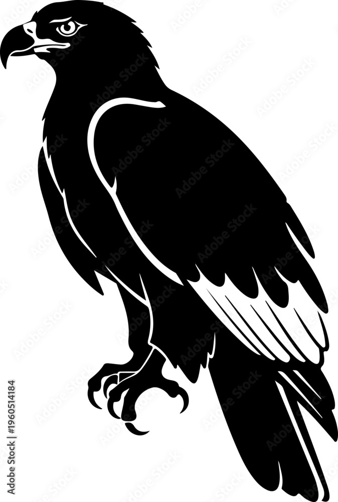 Fototapeta premium eagle in drawing stencil silhouette vector illustration