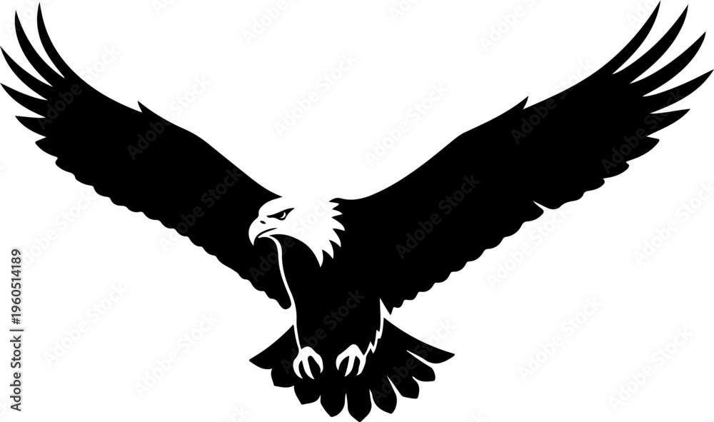 Fototapeta premium eagle in drawing stencil silhouette vector illustration