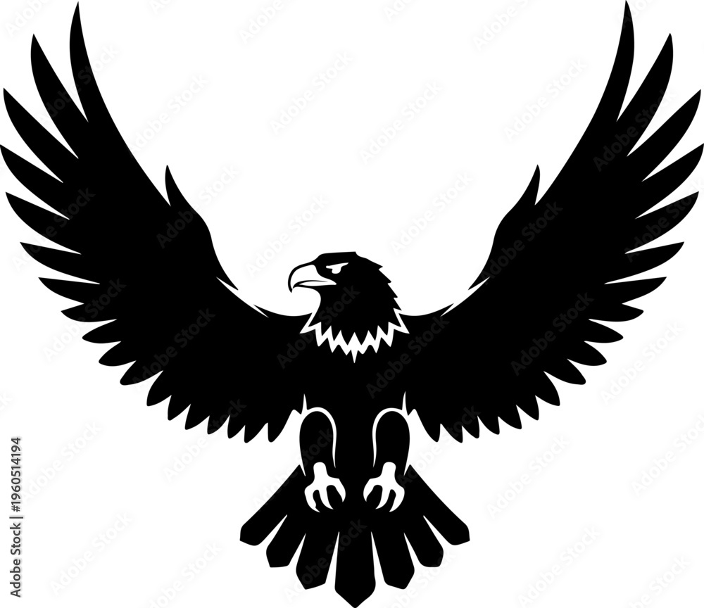 Fototapeta premium eagle in drawing stencil silhouette vector illustration