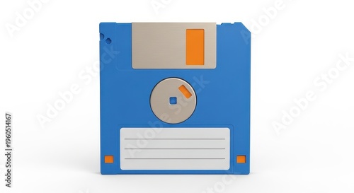 A blue floppy disk on a white background