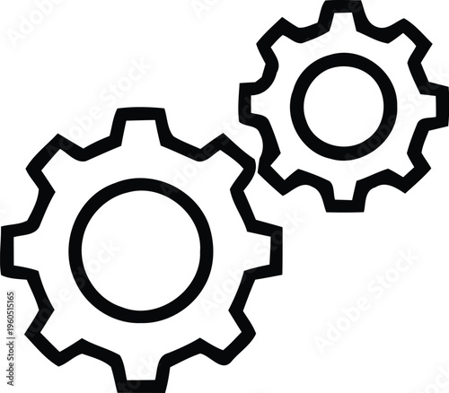 Two interlocking gears on a white background Vector