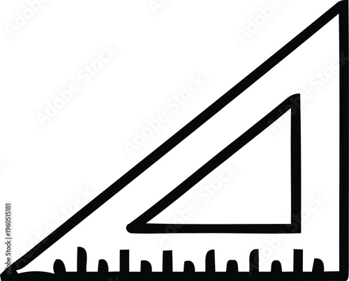 A drawing of a triangle ruler with measurements Vector