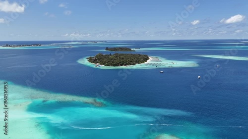 Wallpaper Mural Tropical Island with Palm Trees and Turquoise Lagoon Maldives Aerial drone Torontodigital.ca