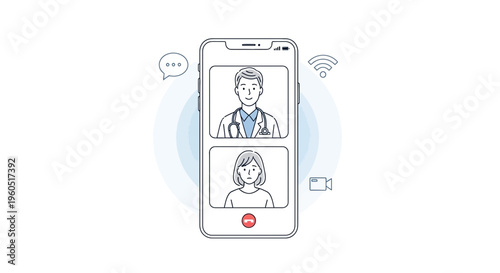 Doctor Video Call on Smartphone: Telemedicine Consultation with Patient
