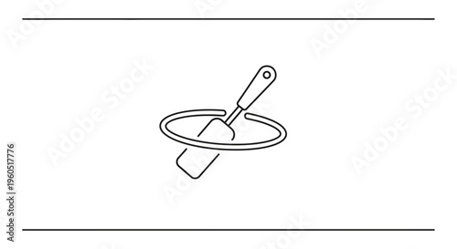 Sleek minimalist line icon of a gardening trowel, ideal for planting and horticultural design