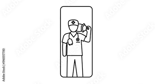 Essential healthcare professional figure with medical cross and stethoscope, ready with