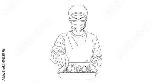 Dedicated medical professional meticulously selecting instruments for vital healthcare procedure