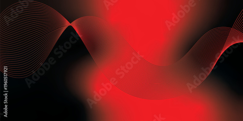 Glowing red and black gradient ribbons rising smoothly from a deep dark base over a grainy textured background with subtle luminous highlights, modern creative banner design
