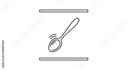 Minimalist black and white icon depicting a spoon with movement lines between boundaries