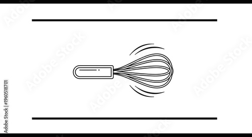 Dynamic kitchen whisk in action, essential cooking utensil for culinary preparation and baking