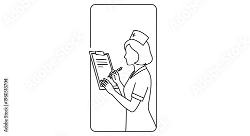 Dedicated medical professional nurse diligently documenting patient information on a clipboard in