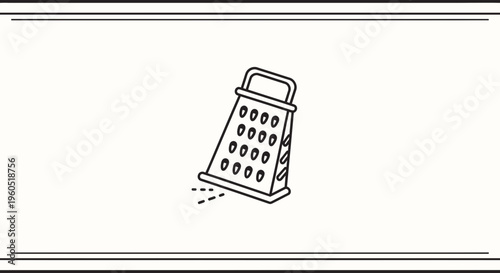 Minimalist Grater Icon Illustrating Essential Kitchen Tool for Food Preparation Simple Line Art