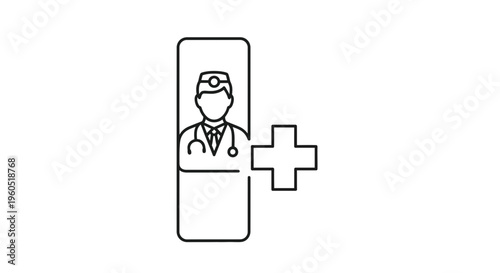 Digital healthcare consultation icon representing online medical assistance and virtual doctor