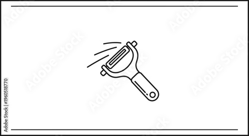 Minimalist kitchen peeler outline icon for food preparation tasks and culinary design elements
