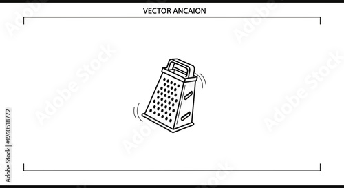 Clean black and white vector outline of a kitchen grater with subtle motion lines depicting its
