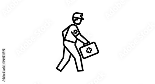 Urgent medical assistance delivery by a dedicated professional with vital health kit