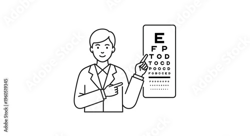 Professional optometrist conducting a routine vision test with a Snellen eye chart for precise