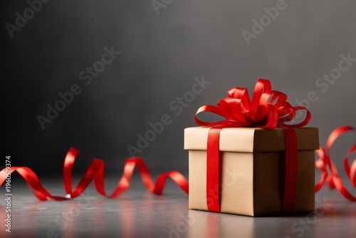 Wallpaper Mural Elegant Gift Box with Red Ribbon for Romantic Holiday Celebrations and Special Occasions Torontodigital.ca