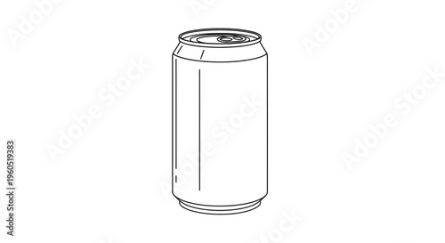 Clean line art illustration of a generic metal beverage can for various liquid contents