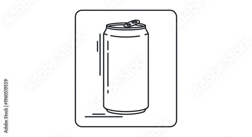 Minimalist Line Art Illustration of an Opened Refreshment Can Icon on a Clean Background