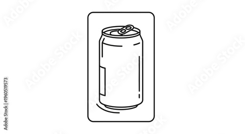 Minimalist outline illustration of a refreshing beverage can with tab open, ready to drink