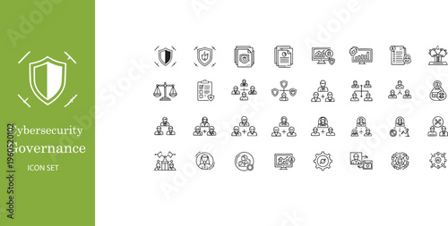Cybersecurity Governance Risk Management and Corporate Security Compliance Icons