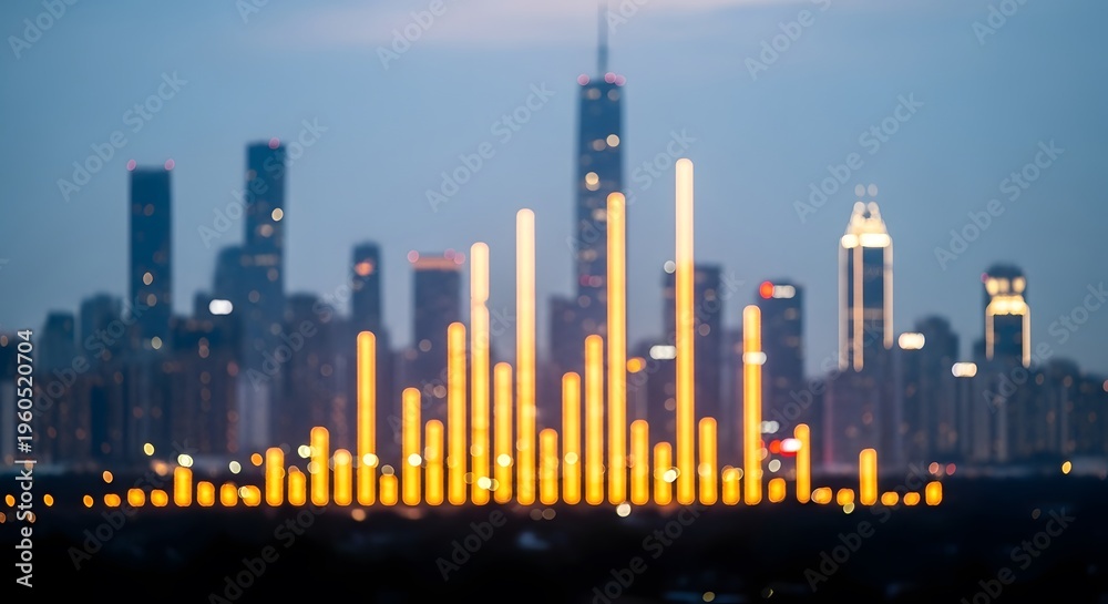 Obraz premium Chicago skyline with yellow bars in foreground