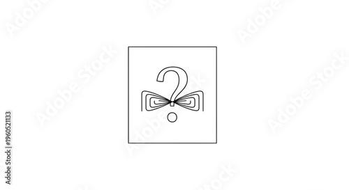 Intriguing question mark adorned with a stylish bow tie, a minimalist line art representation of