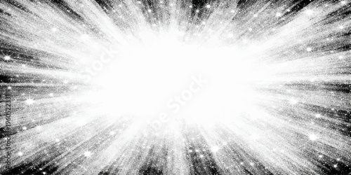 Abstract luminous explosion of light bursts forth, radiating outward in a dramatic and ethereal display.