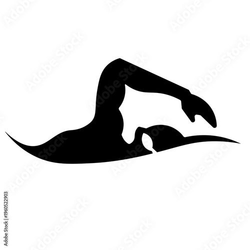 black silhouette of a swimmer, swimming, competitive swim teams, and aquatic sports, swimmer performing the freestyle stroke in water