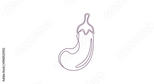 Minimalist one line art drawing of a fresh organic eggplant vegetable on a clean white background