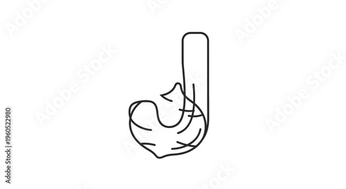 Stylized black line art depiction of the letter J crafted from a ginger root on a clean white